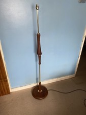 Vintage 1950s-60s Brass And Teak Floor Lamp Refurbished ￼ picture