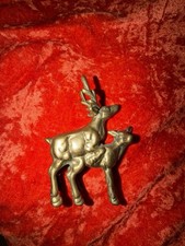 Vintage Mid Century Brass Mating Breeding Deer Sculpture Figurine Unusual picture