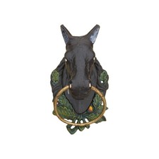 Vintage Cast Iron Horse Door Knocker / Towel Holder / Hitching Post - VERY COOL picture