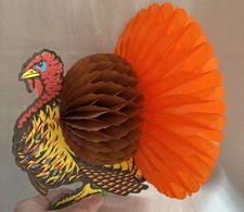 Vintage Beistle Honeycomb Thanksgiving Turkey 1969 Decorations picture