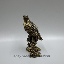 65MM Collect China Brass Animal Hawk Eagle Birds King Stand Statue picture