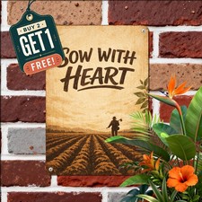 Hard Working Farmer Motivational Sign Rustic Country Sunset Metal Tin Plaque picture