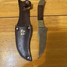 Vintage Precise Mustang Fixed Blade Hunting Knife Pakistan Wood Brass Sheath picture
