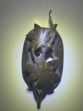 VINTAGE Japanese Obi-Dome BRONZE π MAPLE LEAF Edo Period Very Rare Deep Patina picture