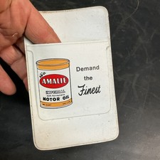 Vintage AMALIE Motor Oil White Vinyl Mechanic Pocket Protector picture