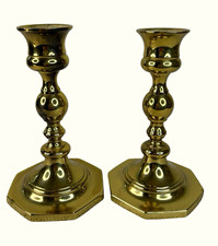 Vintage Pair of Carolina Brass Candlestick Holders 5” picture