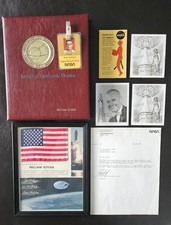 Vintage NASA STS-4 US Flag w/ Letter, Langley Retirement Photo Album, Badge picture