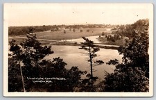 Vintage Postcard MI Lundington Lincoln Lake Epworth Heights Aerial View RPPC picture