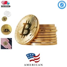 10 Pcs Bitcoin Coin Souvenir with Coin Case, Physical Bitcoin Collection, Gol... picture