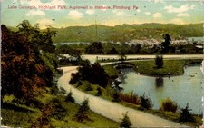 Lake Carnegie Highland Park Pittsburg PA Vintage Postcard 5P20-16 picture