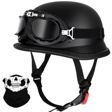 German Style Skull Cap Adult Men Women Half Shell Helmet, DOT Approved Retro Fac picture