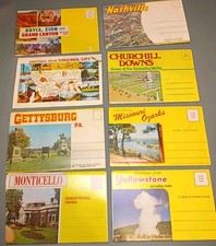 Lot 8 Vintage Souvenir Postcard Folders Unused Linen Yellowstone Churchill Downs picture