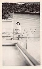 Old Photo Snapshot Woman Dog Music Hall Purdue University West Lafayette #19 Z7 picture