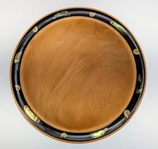 Vintage Kauri Wooden Bowl Armin Hanik New Zealand Paua Shell Inlay Signed 2002 picture