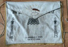 RARE MASONIC Lodge MASON Ceremony APRON Banner Cuba 1940s CHESS LOGO picture