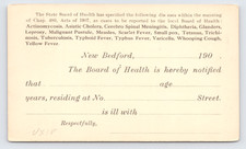 c1907 New Bedford Board of Health Disease Report Postal Card New Bedford MA picture
