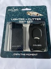 Colibri EVO Lighter and S-Cut Cigar Cutter Gift Set - Black Carbon Fiber Finish picture