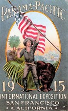 San Francisco 1915 Panama Pacific Expo Patriotic Man Flag Bear Vtg Postcard K21 picture