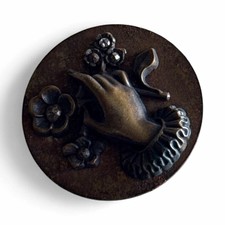 Antique Victorian-style Hand Motif  Round Metal Shank Button picture