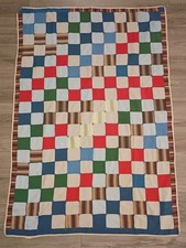 Antique Outsider Quilt Handstitched Tied Gees Style Checkerboard Patchwork 51 73 picture