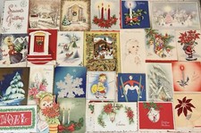 Large Lot of 55 Vintage 1930s-1960s Christmas Greeting Cards picture