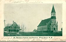 Vtg Postcard 1907 St.Thomas Aquinas Church and Rectory West Derry NH Londonberry picture