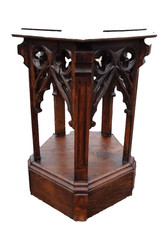 ANTIQUE ALTAR SAINT SCULPTURE STAND PEDESTAL DISPLAY GOTHIC CHURCH PLANT CARVED picture