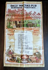 Vintage Daly Waters Pub NT Linen Tea Towel Joke Menu Souvenirs Australia Poland picture