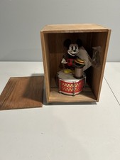 Vintage Disney Mickey Mouse Mechanical Coin Bank Pride Lines Ltd w/ Key & Case picture
