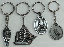 Lot of 4 Vintage Keychains Snowshoes, Sailboat, Maine Lobster & Bird picture