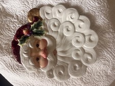 Fitz and Floyd Essentials Christmas Santa Face w/Holly Cookie Canape Plate picture