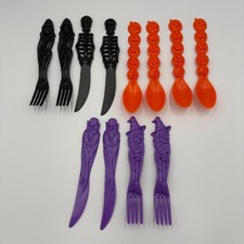 VTG 90s Fun World Halloween Spooky Freaky Flatware Set Of 12 Fork Knife Spoon picture