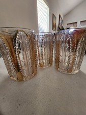 Vintage Tumbler Lattice Leaf EAPG Victorian Glass Co-operative Flint Glass... picture
