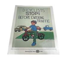 Vintage 80’s AAA Club DOUBLE SIDED Safety 15.5”x18.5” Laminated Poster USA picture