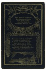 Funeral Mourning Card ABRAHAM JOSEPH COHEN 1846-1912 Black & Gold Victorian picture