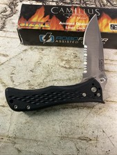 Camillus Sizzle Black Synthetic Serated Lockback AUS8 Pocket Knife NIB TB13 picture