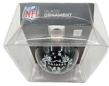 Las Vegas Raiders NFL Glass Christmas Ornament Snowflake Design Black New picture