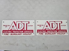 Vintage 1970s Metal ADT Security Sign (Lot Of Two) picture