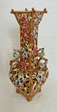 Antique Austrian Hungarian Empire Ceramic Vase 11 Inches Tall picture