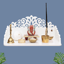 : Wall Mounted White Cast Acrylic Home Pooja Temple Mandir Puja Room Items Stand picture