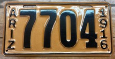 VERY BEAUTIFULLY RESTORED, FAIRLY RARE  1916 ARIZONA 4 DIGIT LICENSE PLATE, 7704 picture