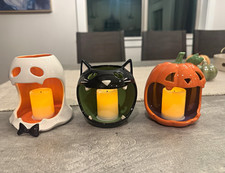 RARE Halloween 3pc Bath and Body Works Tea-Light Candle Holder -  picture