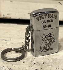 Vintage 1969-70 Vietnam War Saigon Keychain Lighter Engraved w/ Snoopy Peanuts picture