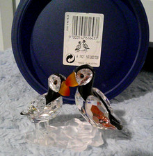 Swarovski Crystal Puffins on Rocks Signed Zendron Martin '04 Figurine EUC Box picture