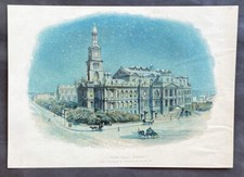 1889 Cassells Picturesque Australasia Antique Print Sydney Town Hall, Australia picture