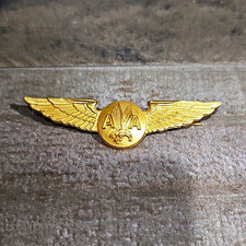 Vintage American Airlines Stewardess Gold Tone Metal Wings Pin picture