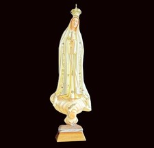 Vintage Our Lady of Fatima Chalkware Shrine Statue Made In Portugal 21