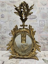 Ornate Gold Metal Oval Angel perfume Antique Brass Finish picture