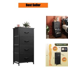WLIVE 4 Drawer Storage Dresser Charcoal Black Small Space Organizer picture
