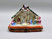 Retired A.L. Limoges France Peint Main Nativity 10 Figure Trinket Box Christmas picture